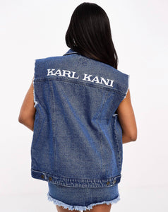 Karl Kani logo denim vest jacket blue