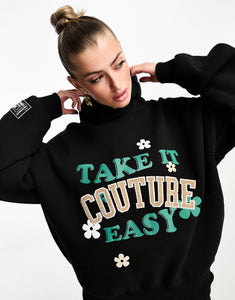 The Couture Club take it easy oversized hoodie black