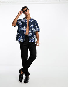 Selected Homme shirt navy floral print