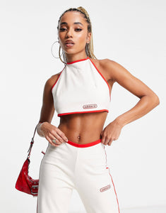 adidas Originals crop top off white red