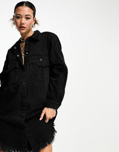 adidas Originals x Ksenia Schnaider denim shirt dress black