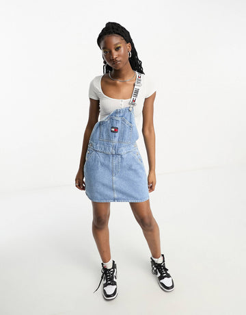 Tommy Jeans denim dungaree dress blue