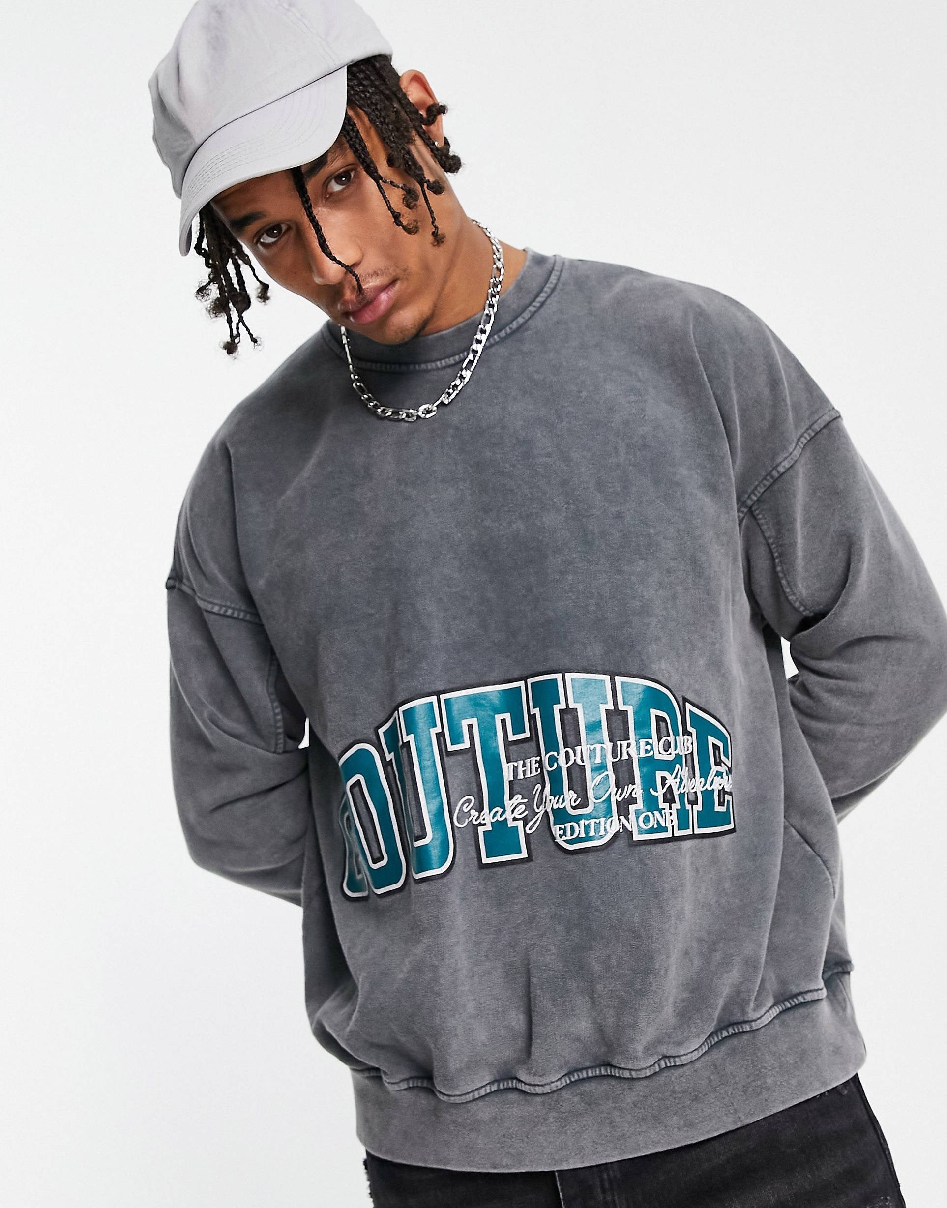 The Couture Club oversized sweatshirt grey n shpishop