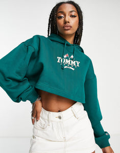 Tommy Jeans super crop modern hoodie green