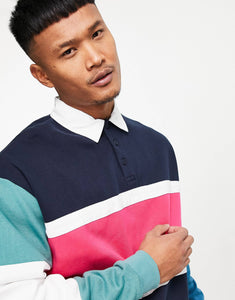 Oversized rugby sweatshirt colour block