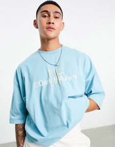 Dark Future oversized t-shirt aqua blue