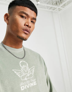 Oversized t-shirt green towelling