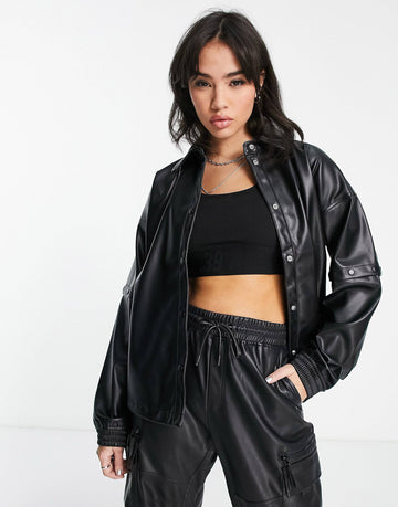 adidas Originals faux leather shirt