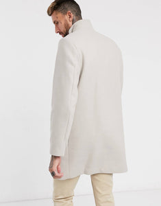 Wool mix overcoat in stone