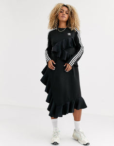 adidas Originals x J KOO trefoil ruffle dress black