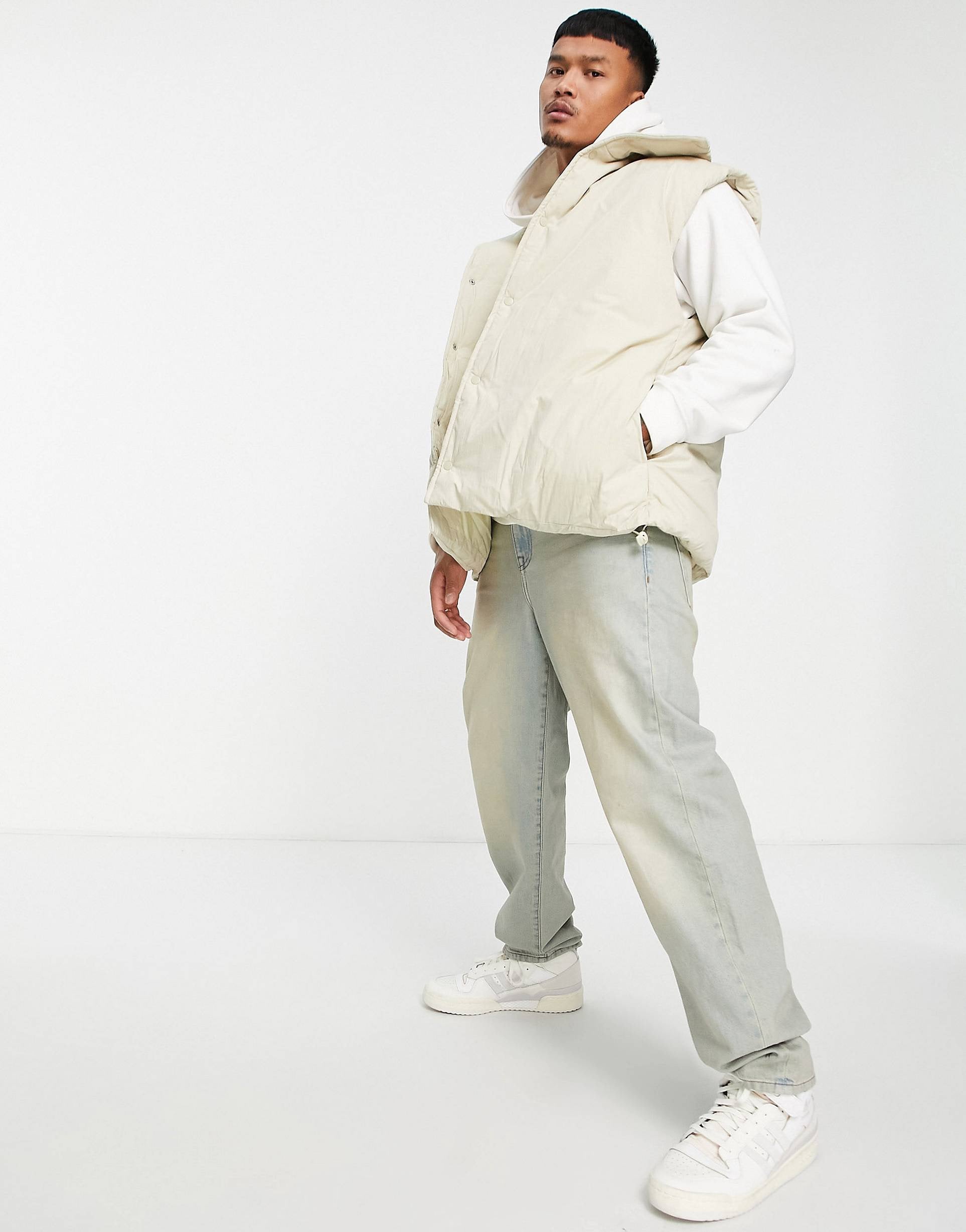 Puffer gilet oversized ecru