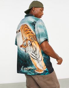 Relaxed revere shirt tiger