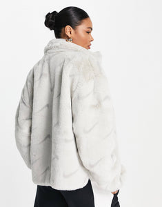 Nike faux fur jacket light bone grey