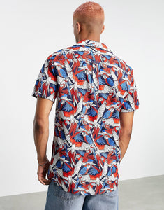 Tommy Jeans all over parrot print shirt red