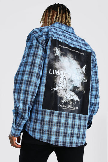Oversized Check Shirt Blue
