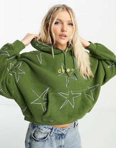 Obey oversized hoodie khaki all over stars