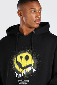 Oversized Trippy Face Hooded Tracksuit