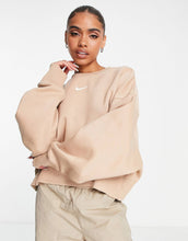 Load image into Gallery viewer, Nike mini swoosh extra oversized crop sweatshirt brown