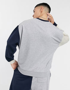 Tracksuit co-ord oversized grey marl and navy