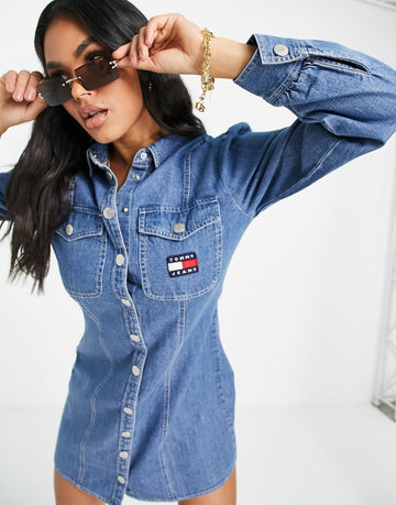 Tommy Jeans shirt dress indigo