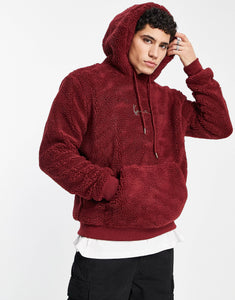 Karl Kani teddy hoodie burgundy