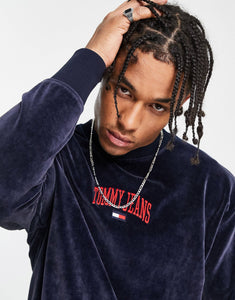 Tommy Jeans velour sweatshirt navy