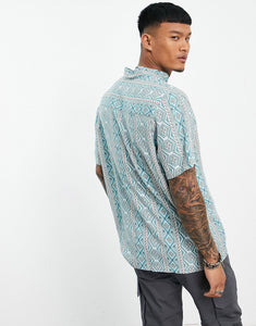 Relaxed aztec  shirt turquoise