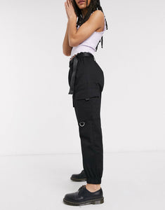 Pantolla cargo - with belt in black