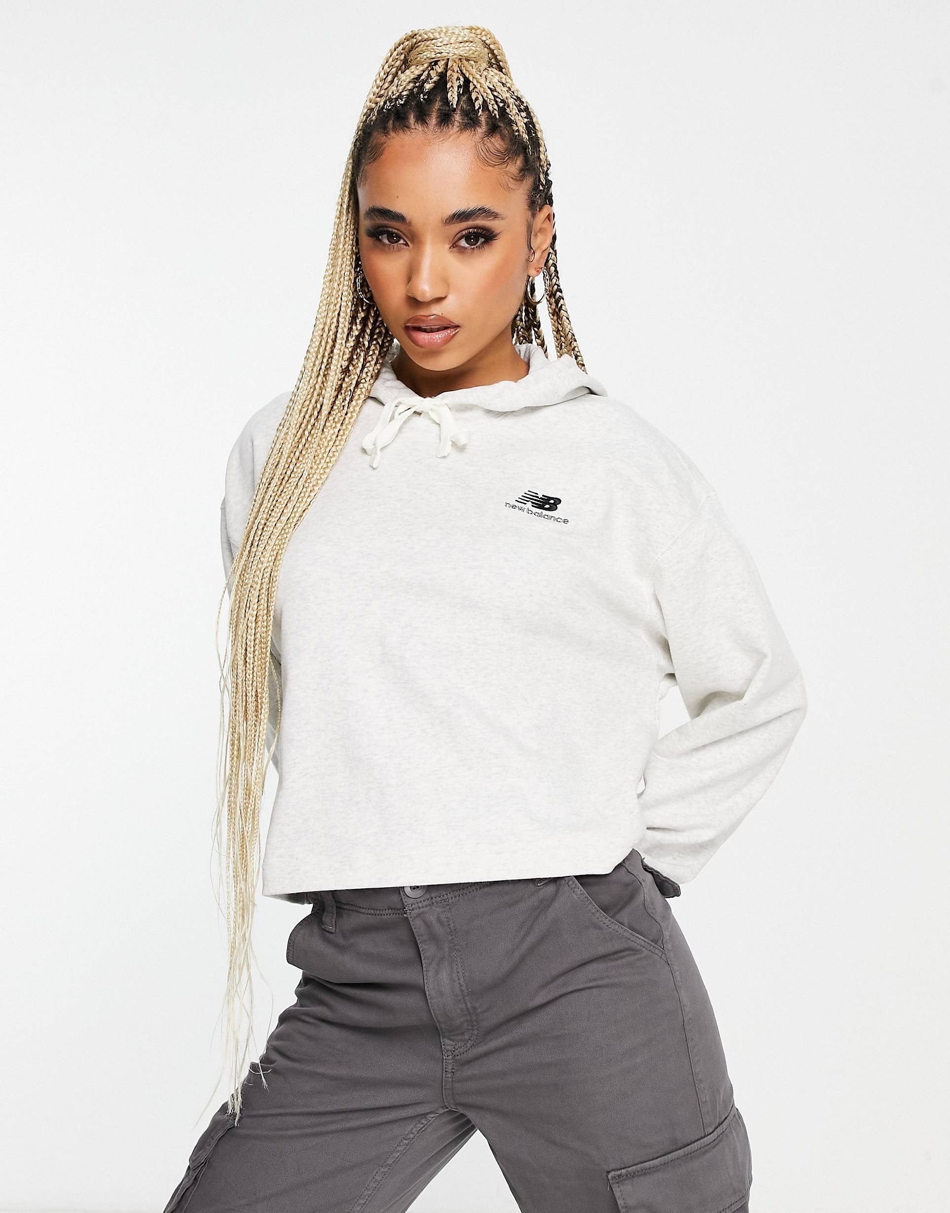 New Balance unisex crop hoodie grey