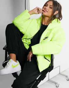 Nike padded jacket swoosh in neon yellow