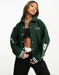 The Couture Club varsity collared jacket dark green