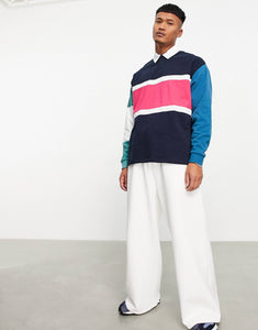 Oversized rugby sweatshirt colour block