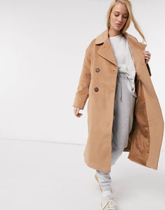 Y.A.S wool longline coat camel