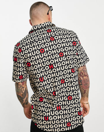 Hugo Ellino all over logo shirt