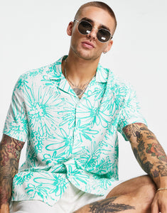 Relaxed shirt green floral