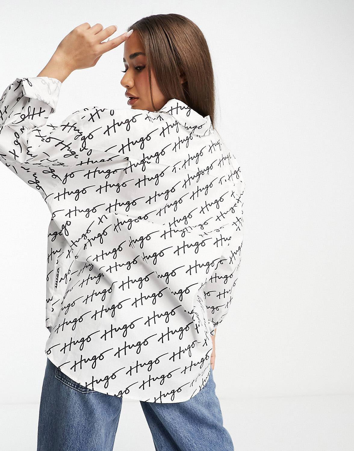 HUGO Ellisa oversized shirt white