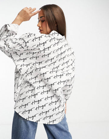 HUGO Ellisa oversized shirt white