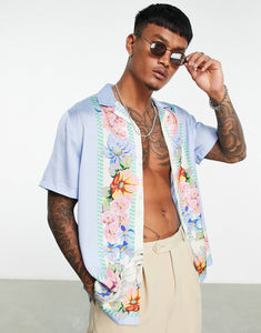 Relaxed satin shirt floral