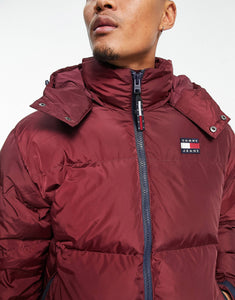 Tommy Jeans alaska puffer jacket burgundy