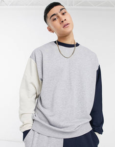 Tracksuit co-ord oversized grey marl and navy