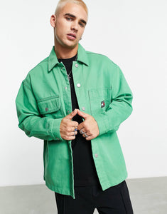 Tommy Jeans co-ord flag logo cotton jacket green