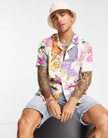 Topman linen shirt greek floral