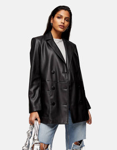 Topshop faux leather black