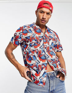 Tommy Jeans all over parrot print shirt red