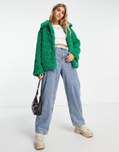 Load image into Gallery viewer, Monki faux fur boxy jacket green
