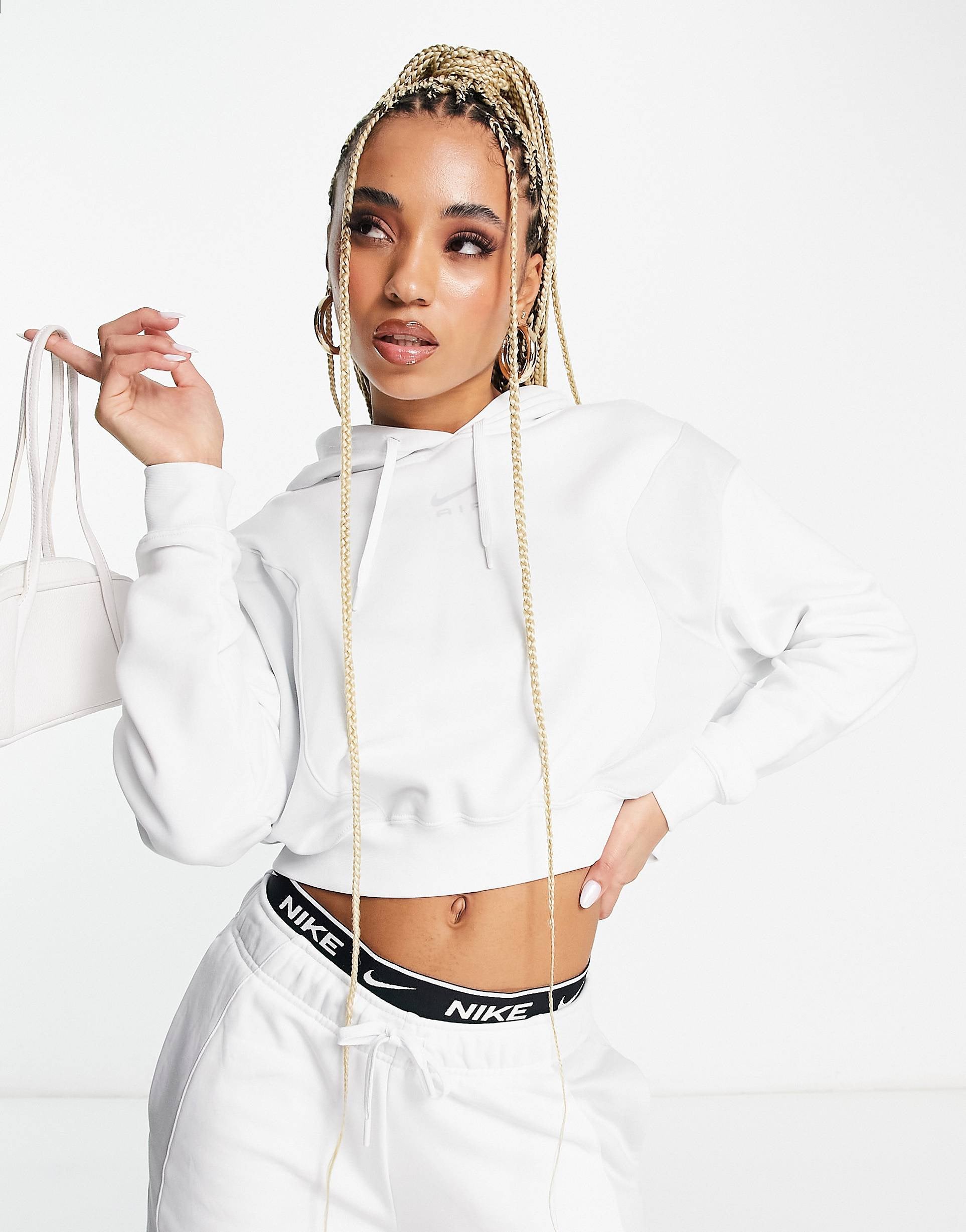 Nike Air crop fleece hoodie white n shpishop