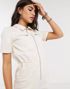 Only utility playsuit - Cream