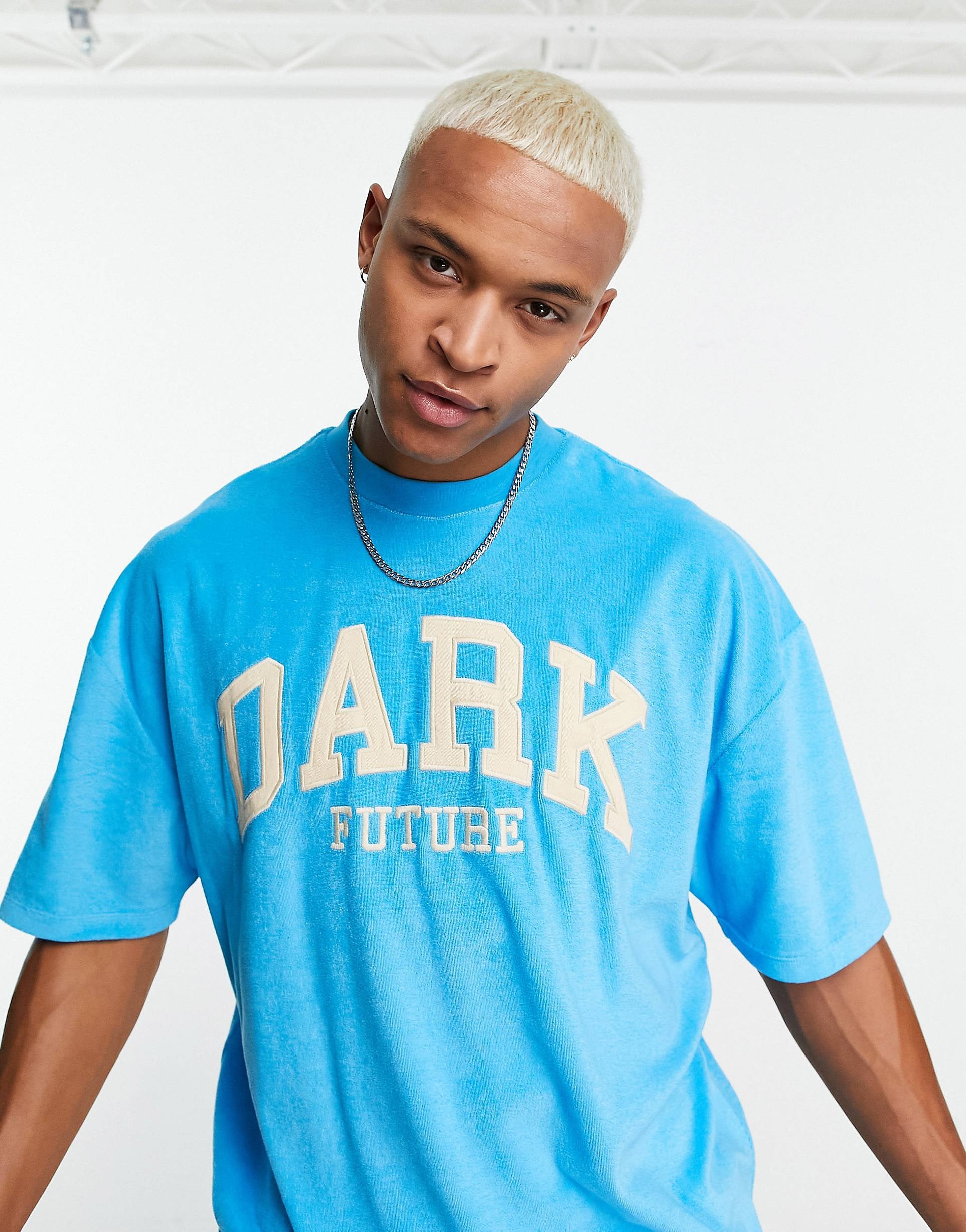 Dark Future co-ord oversized t-shirt towelling blue