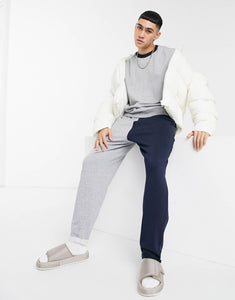 Tracksuit co-ord oversized grey marl and navy