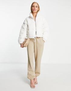 The North Face Nuptse cropped jacket cream
